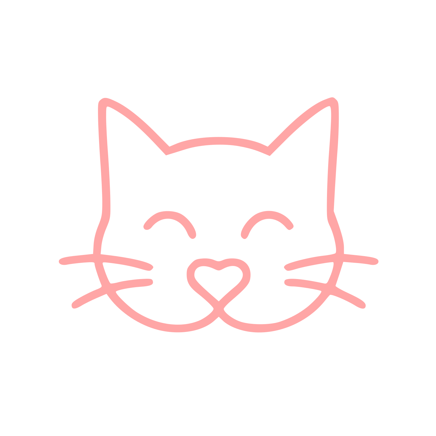 Monoline Cat Face Logo #ffa6a6