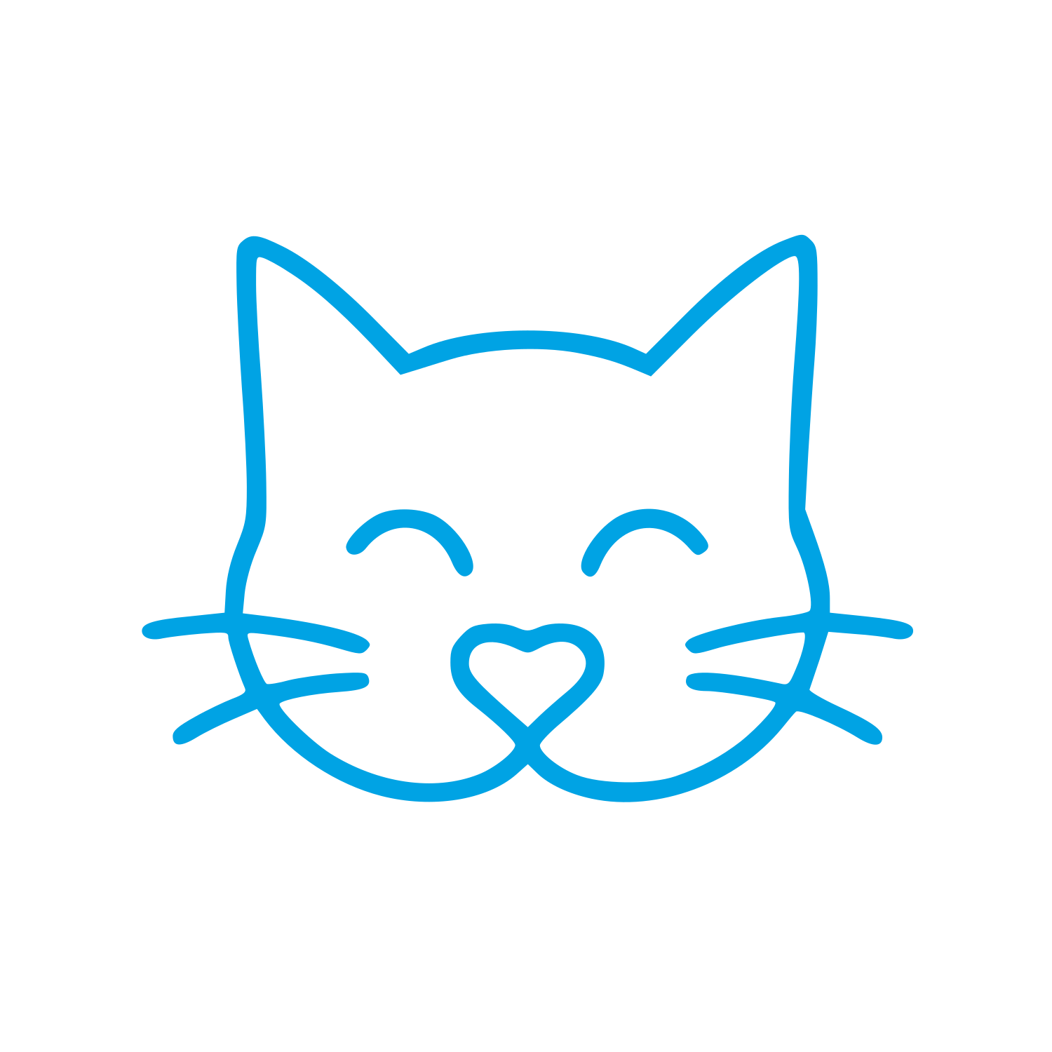 Monoline Cat Face Logo #00a3e4