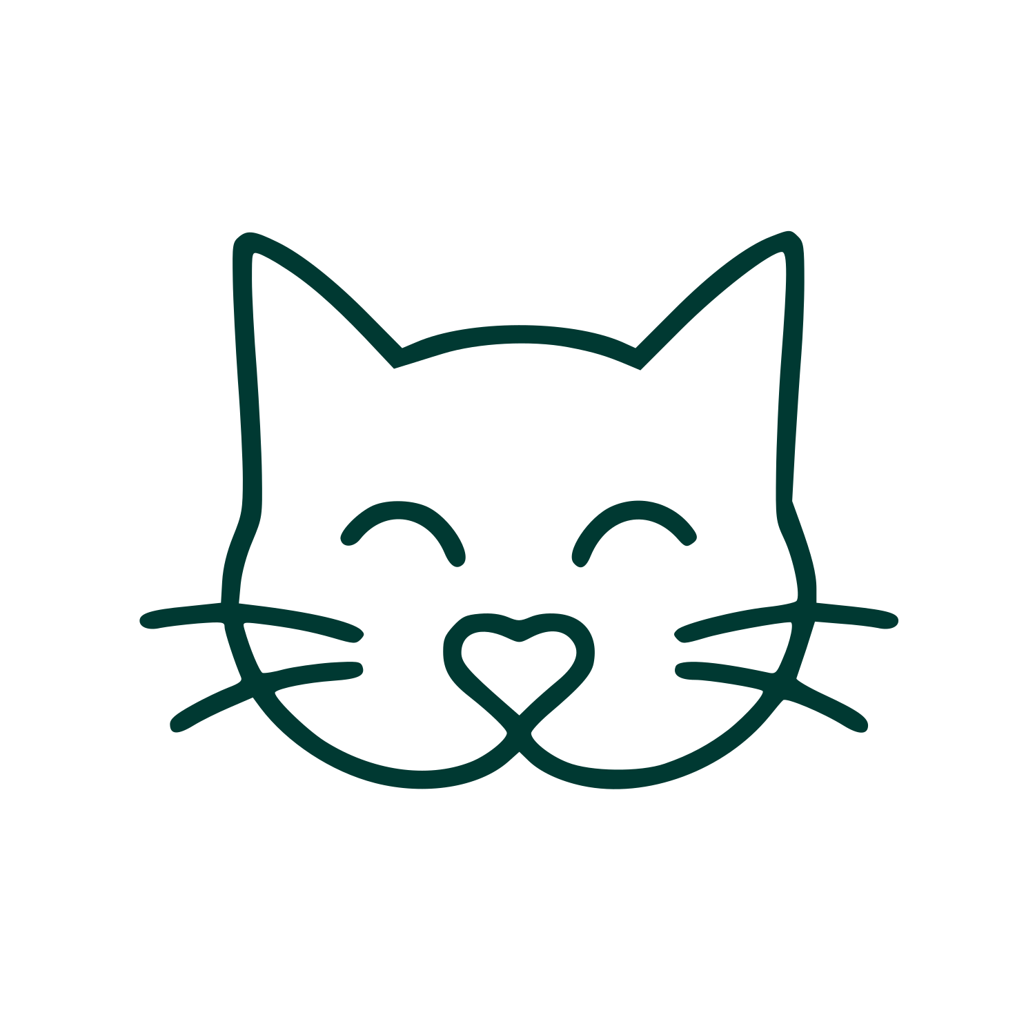 Monoline Cat Face Logo #003932
