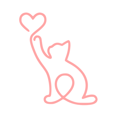Monoline Cat Heart Logo #ffa6a6