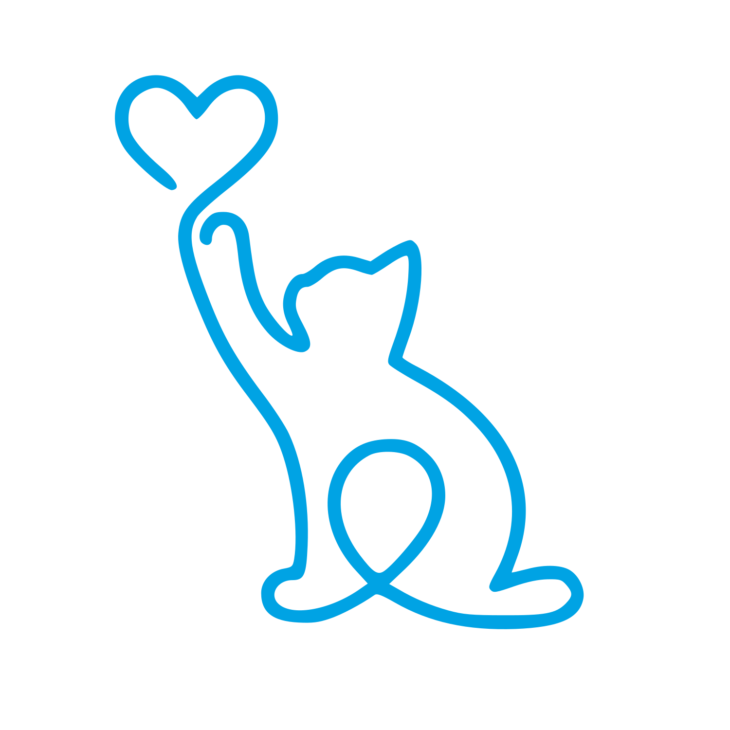 Monoline Cat Heart Logo #00a3e4