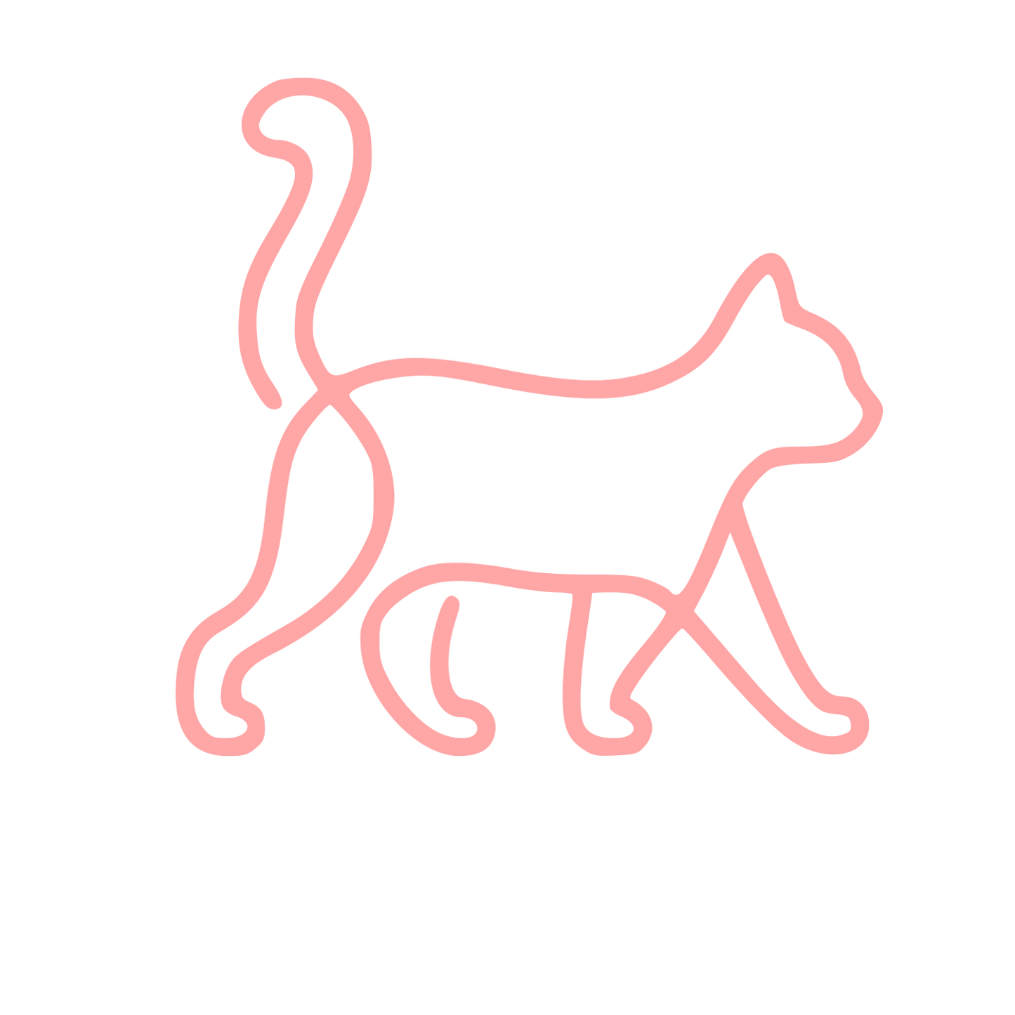Monoline Walking Cat Logo #ffa6a6