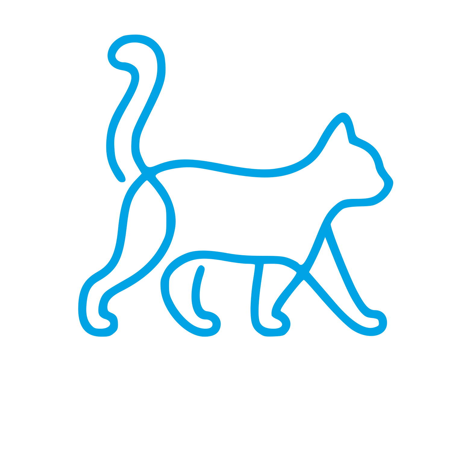 Monoline Walking Cat Logo #00a3e4