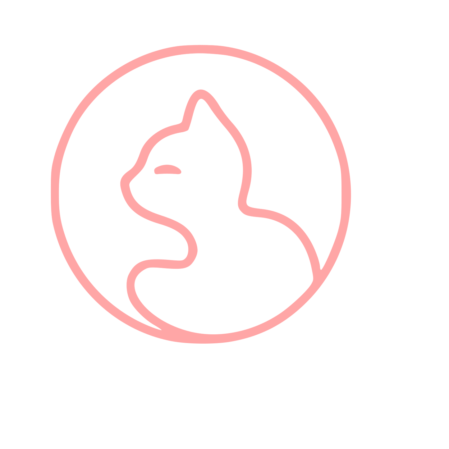 Monoline Cat Circle Logo #ffa6a6