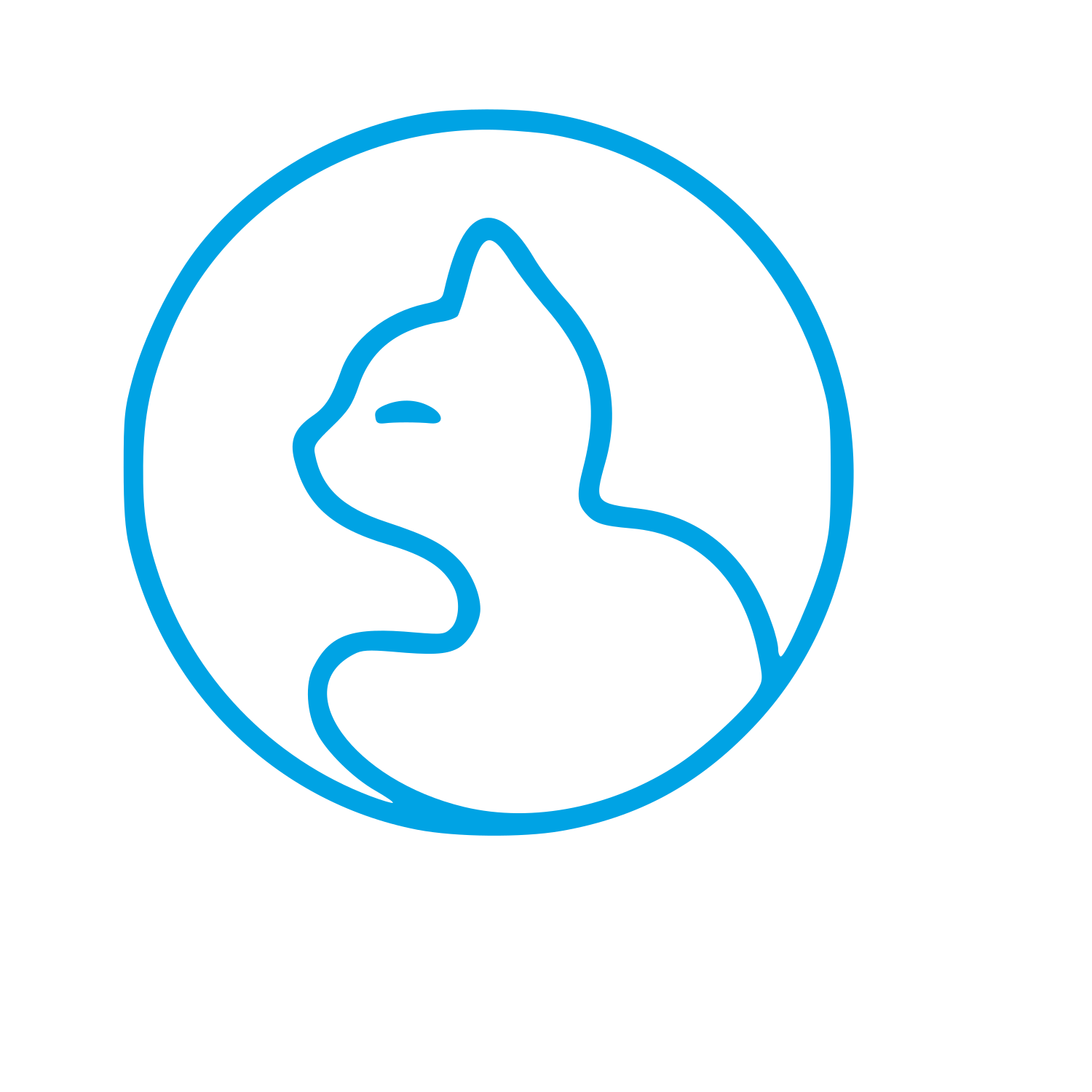 Monoline Cat Circle Logo #00a3e4