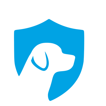 Dog Shield Negative Space Logo #00a3e4