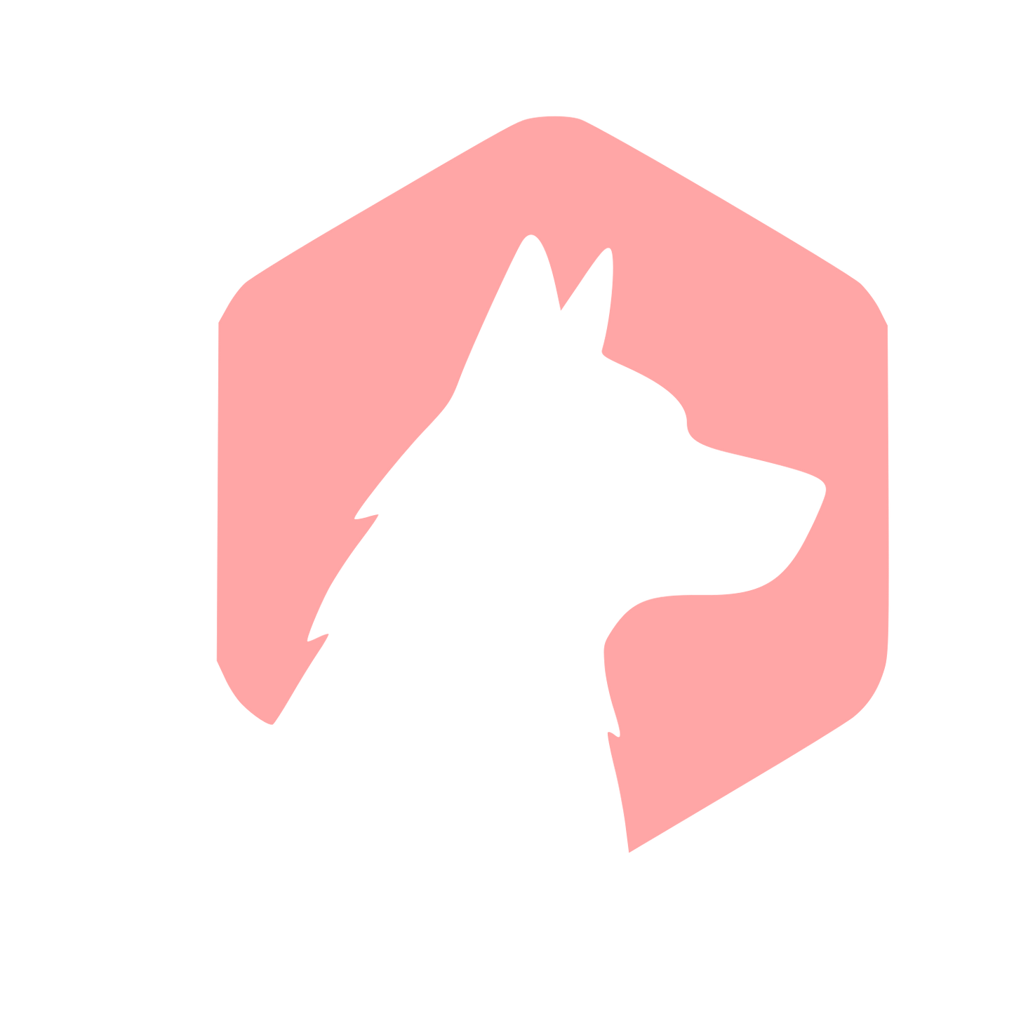 Negative Space Dog Hexagon Logo #ffa6a6