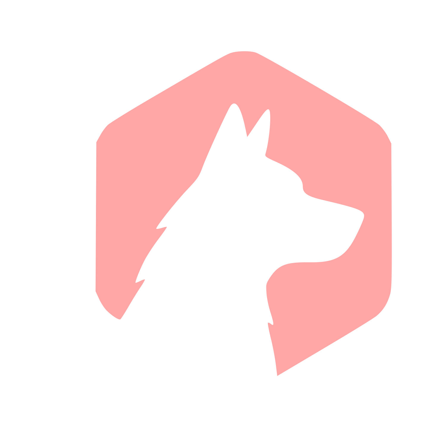 Negative Space Dog Hexagon Logo #ffa6a6