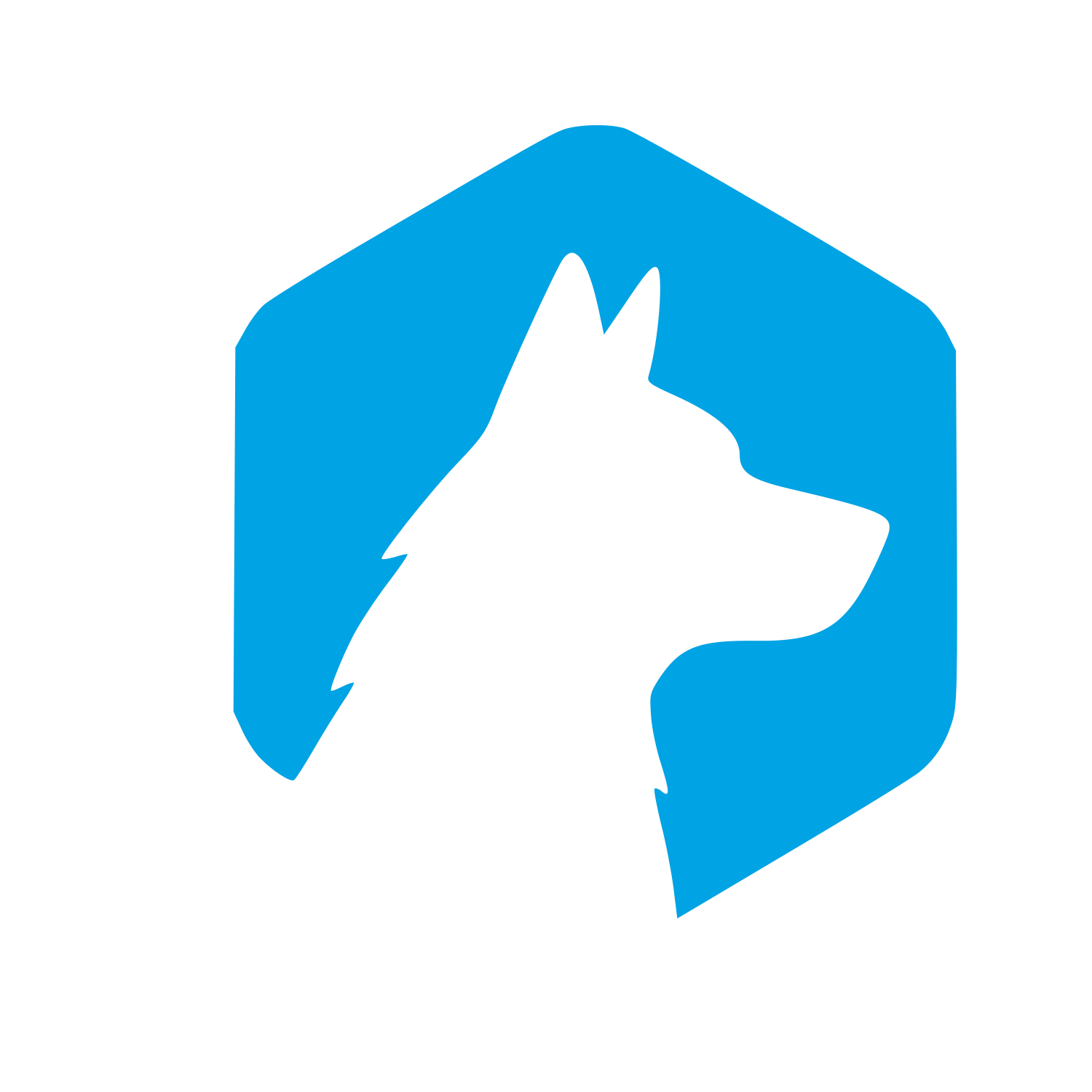 Negative Space Dog Hexagon Logo #00a3e4