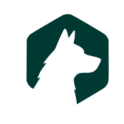 Negative Space Dog Hexagon Logo #003932