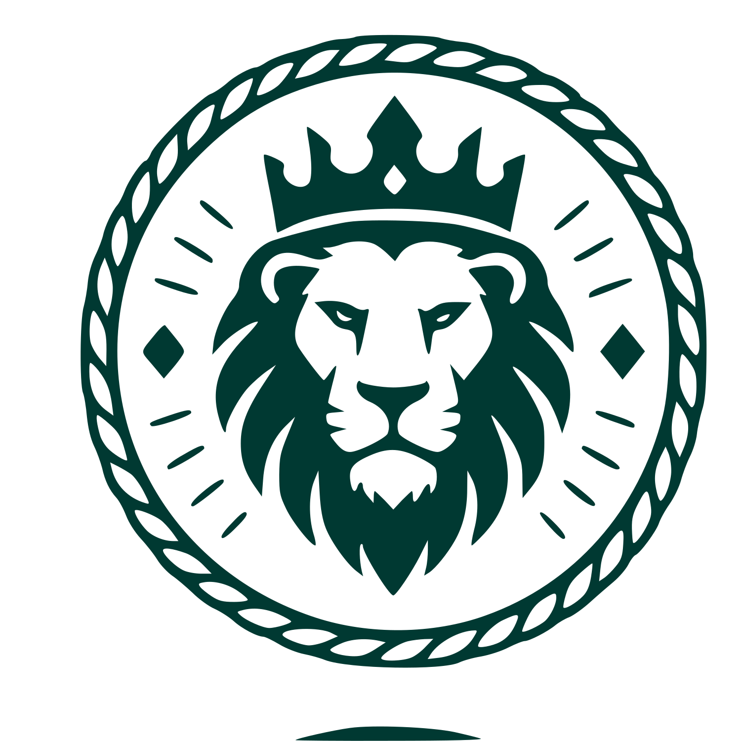 Lion Crown Stamp Badge Logo #003932