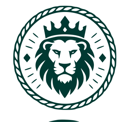 Lion Crown Stamp Badge Logo #003932