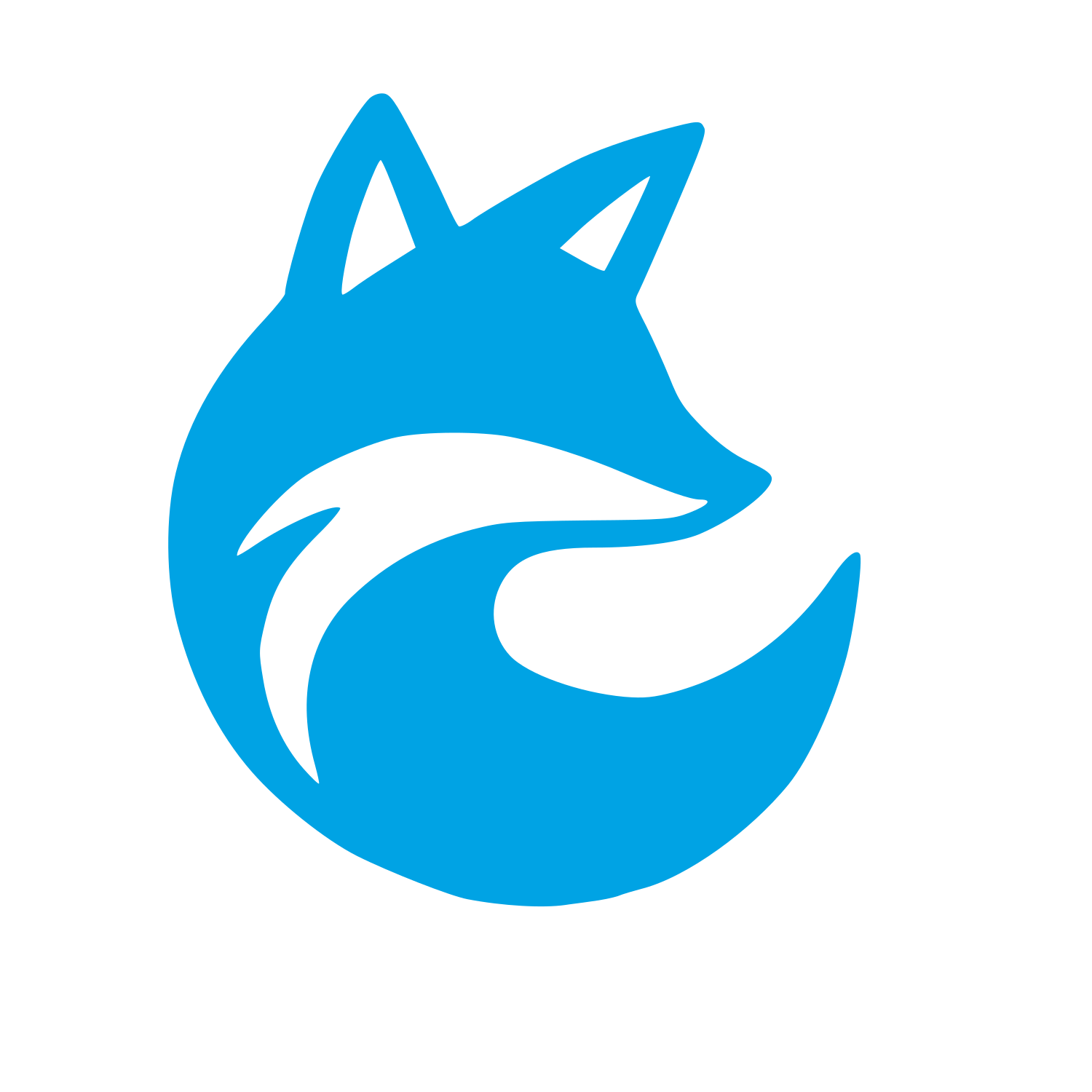 Curled Fox Logo #00a3e4