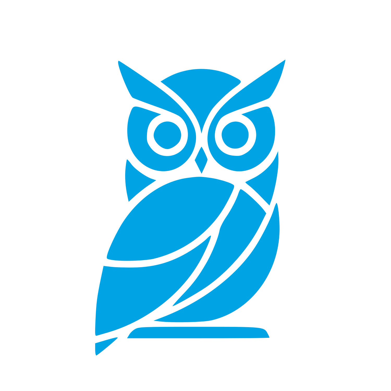 Layered Overlap Owl Logo #00a3e4