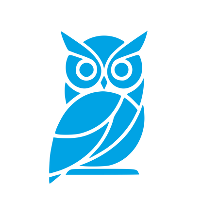 Layered Overlap Owl Logo #00a3e4