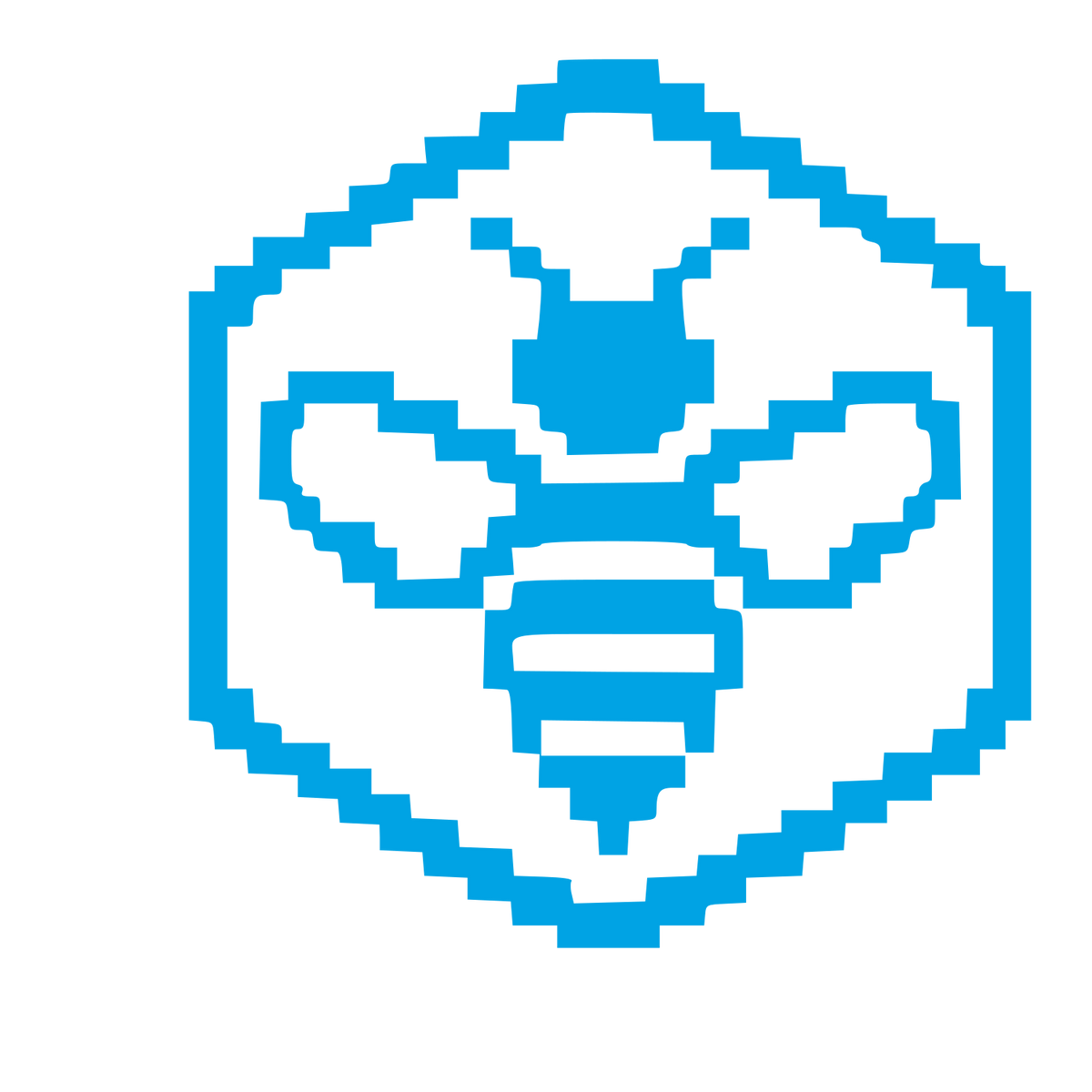 Pixel Bee Hexagon Logo #00a3e4