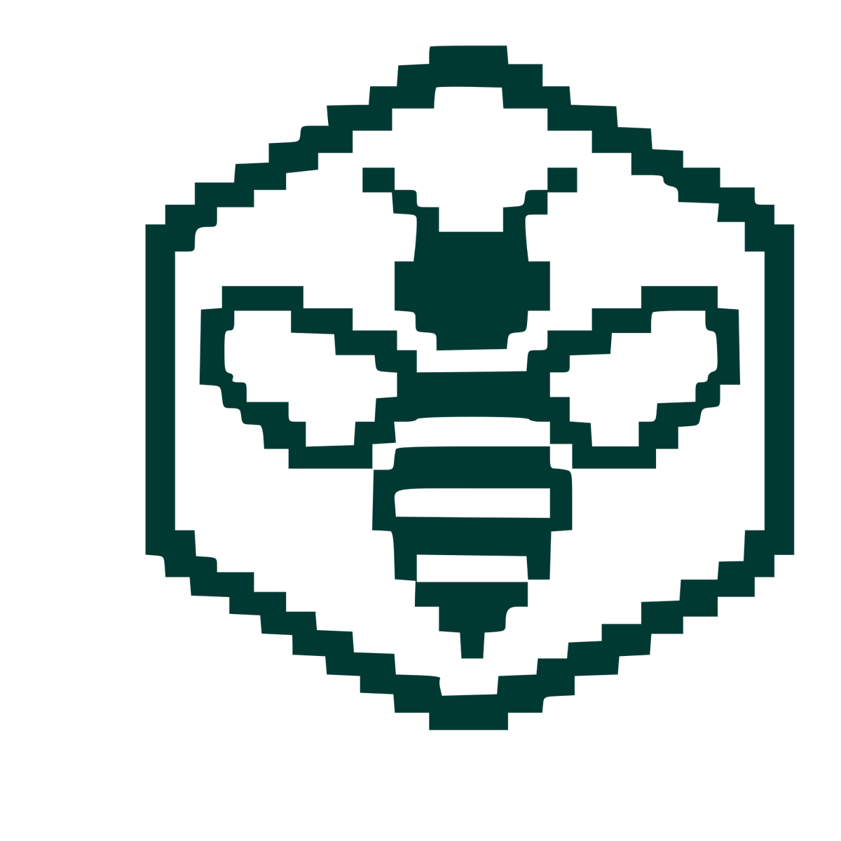 Pixel Bee Hexagon Logo #003932