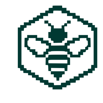 Pixel Bee Hexagon Logo #003932
