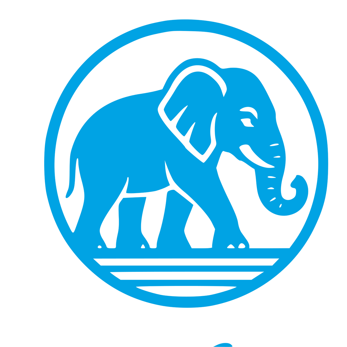 Elephant Circle Emblem Logo #00a3e4