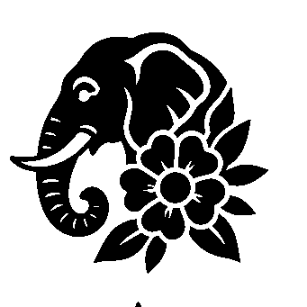 Elephant Floral Tattoo Flash Logo