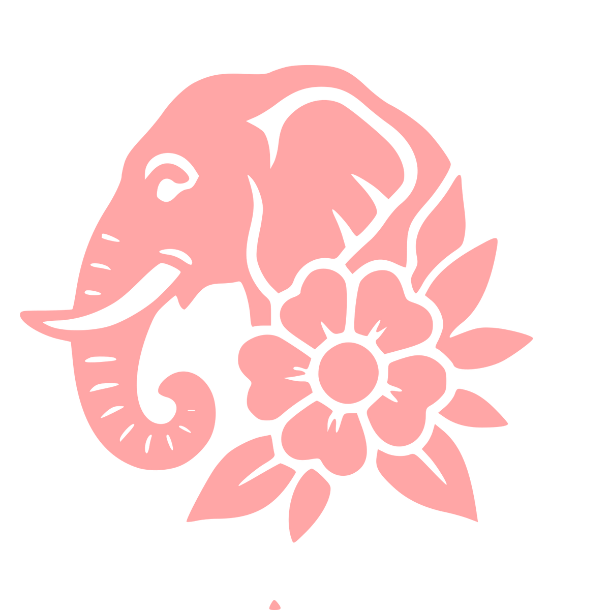 Elephant Floral Tattoo Flash Logo #ffa6a6