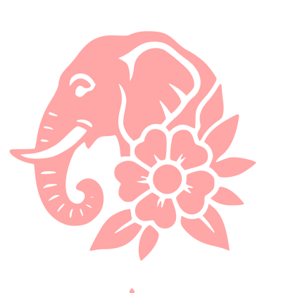 Elephant Floral Tattoo Flash Logo #ffa6a6