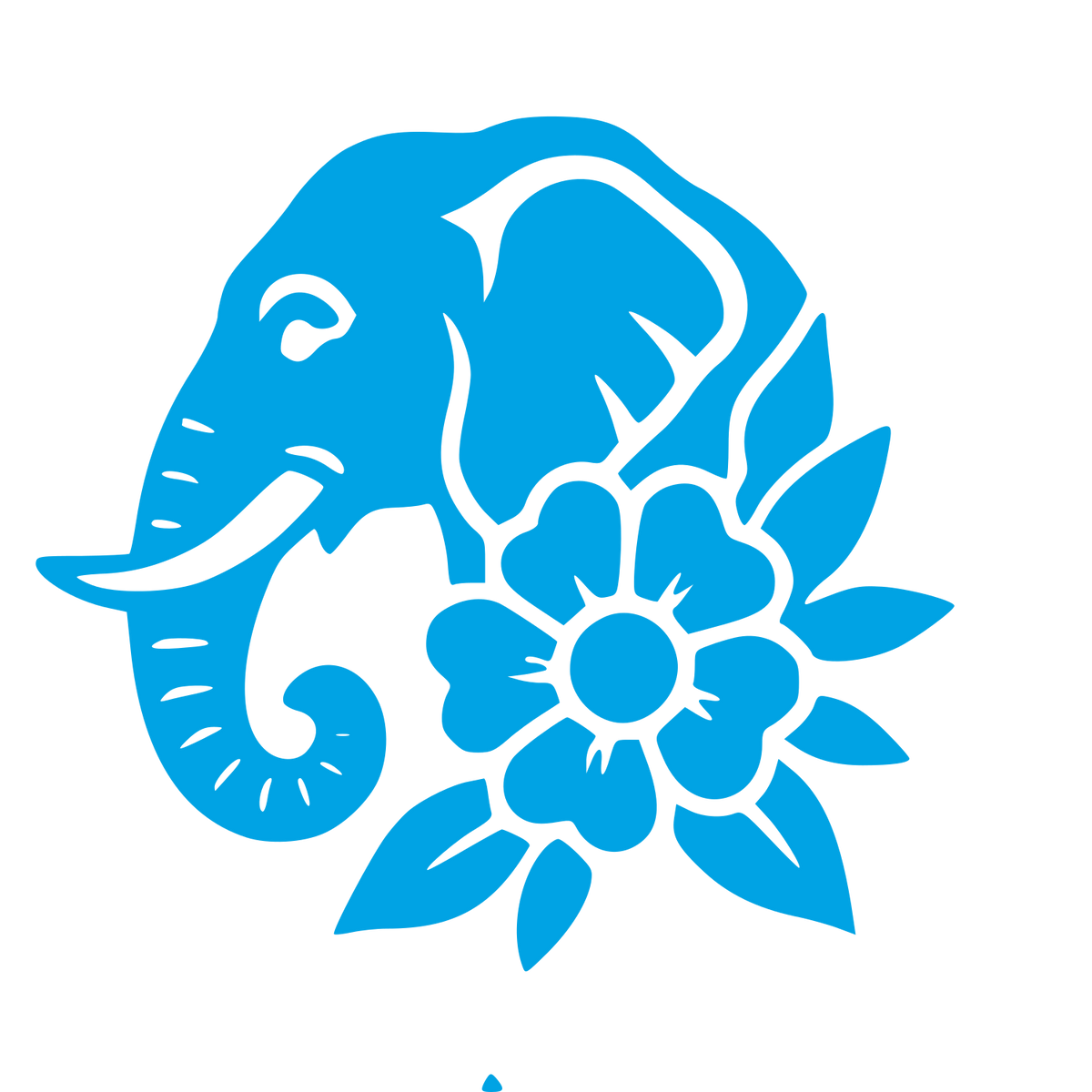 Elephant Floral Tattoo Flash Logo #00a3e4