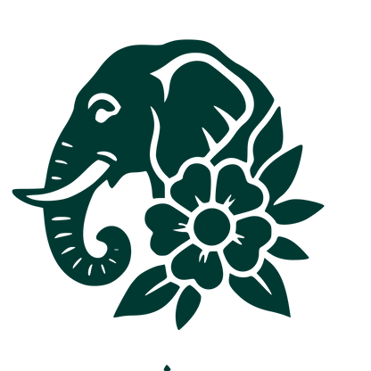 Elephant Floral Tattoo Flash Logo #003932