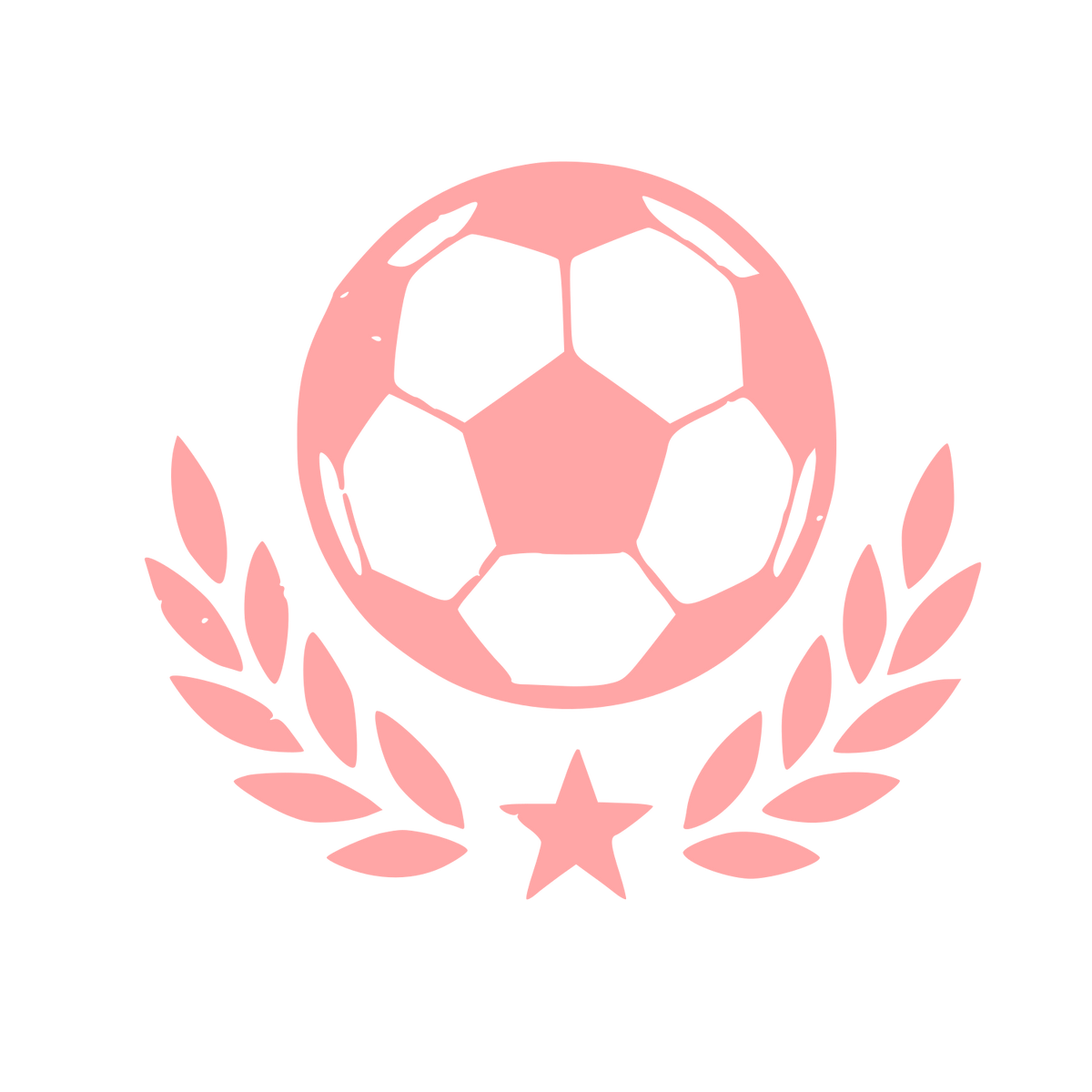 Soccer Ball Laurel Wreath Logo #ffa6a6