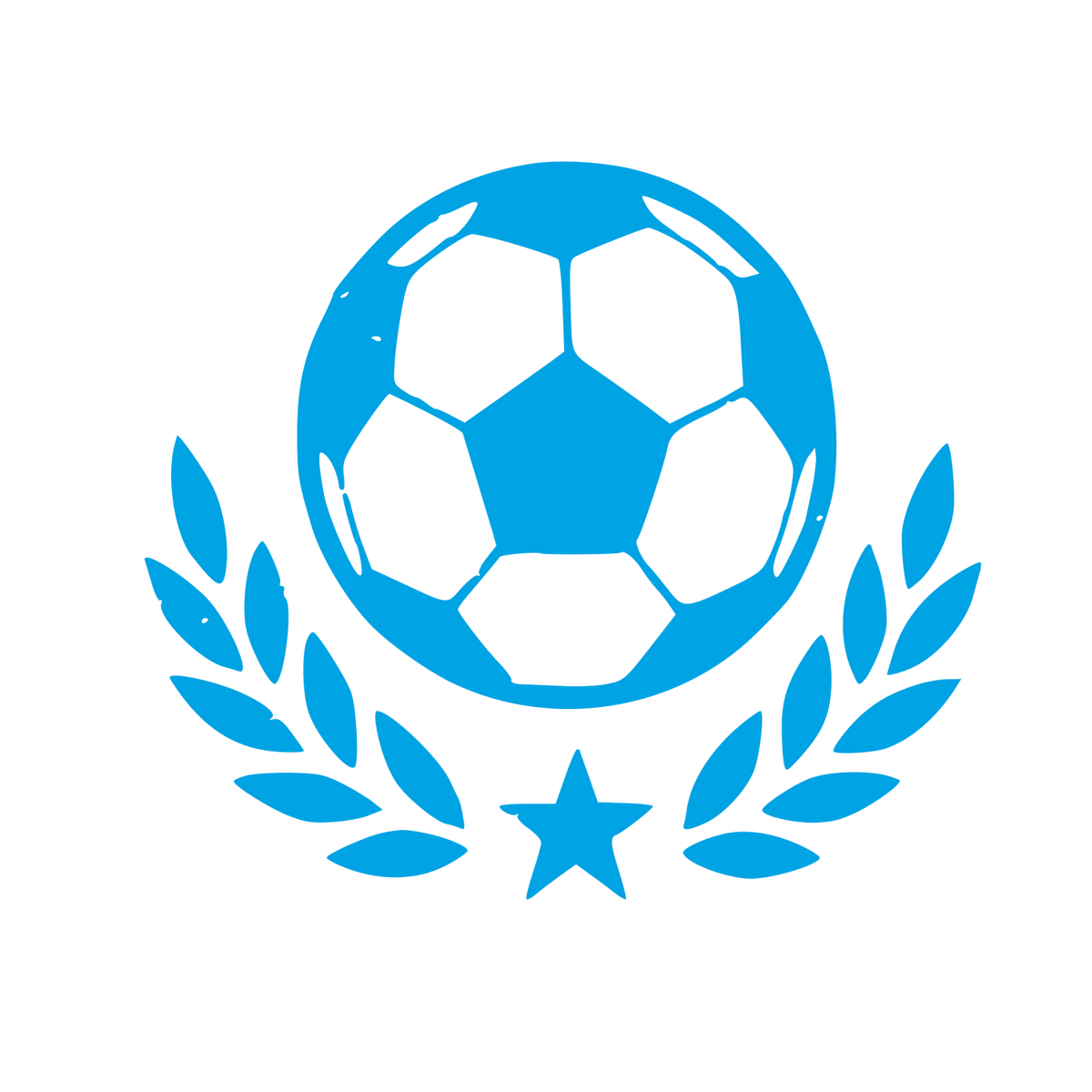 Soccer Ball Laurel Wreath Logo #00a3e4
