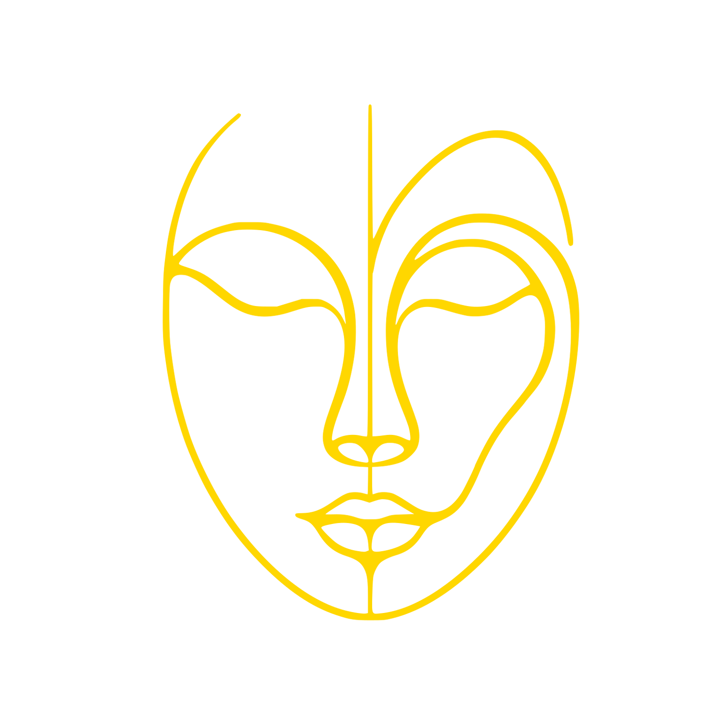 Line Human Face Design #FFD700