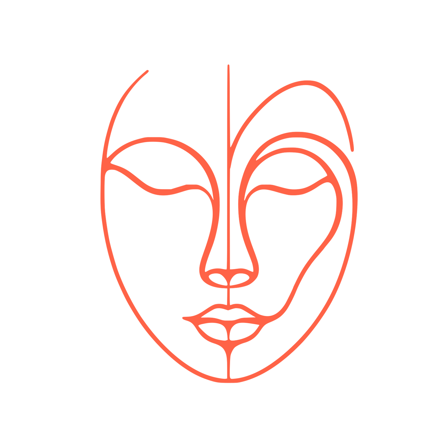 Line Human Face Design #FF6347