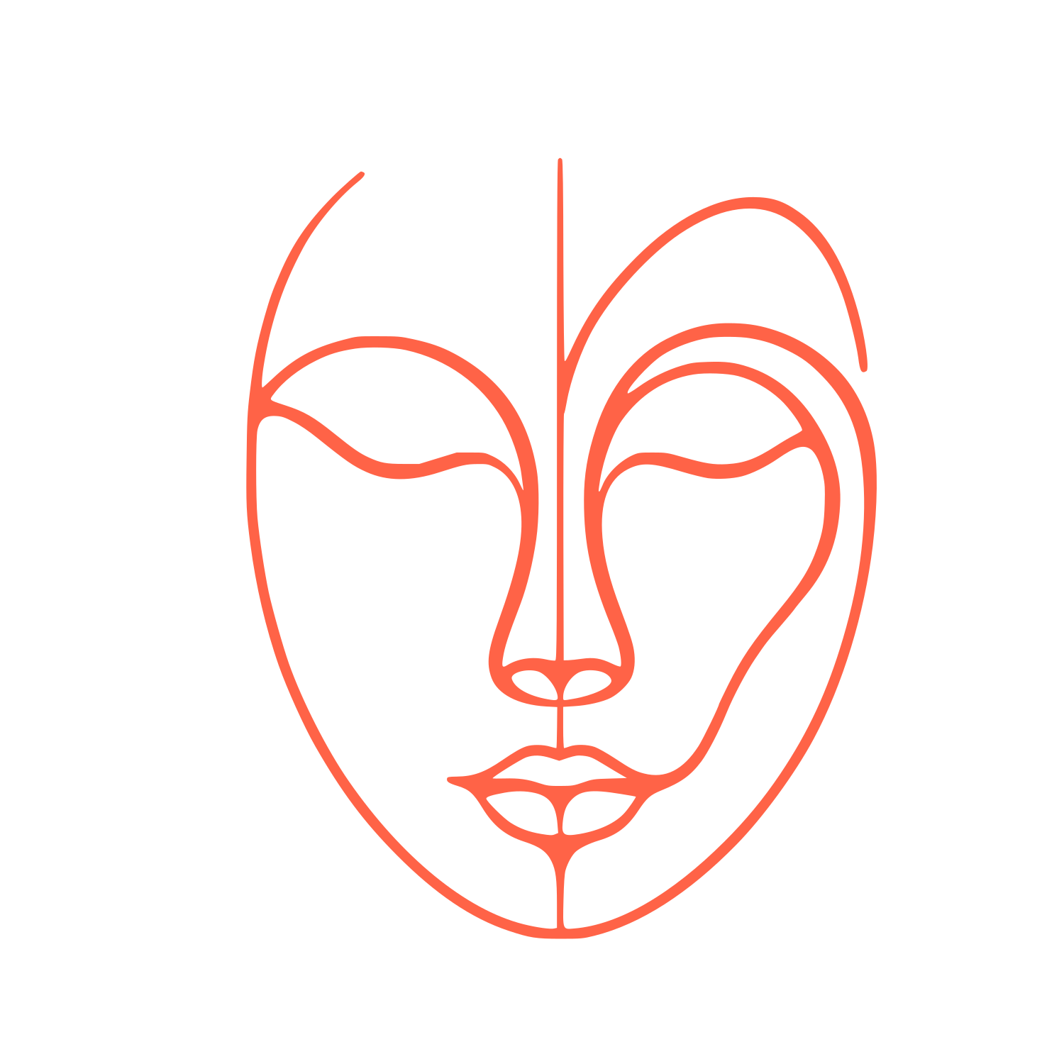 Line Human Face Design #FF6347