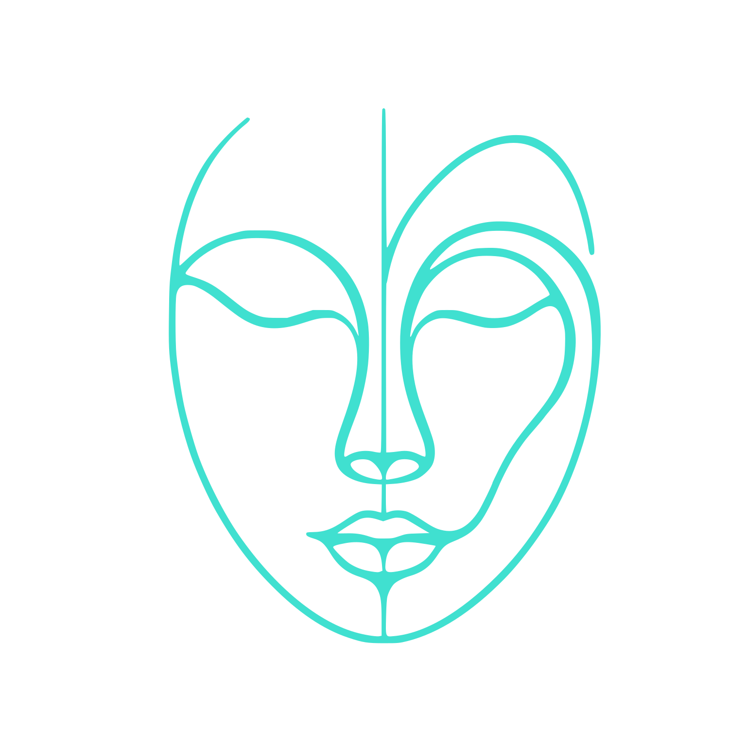 Line Human Face Design #40E0D0