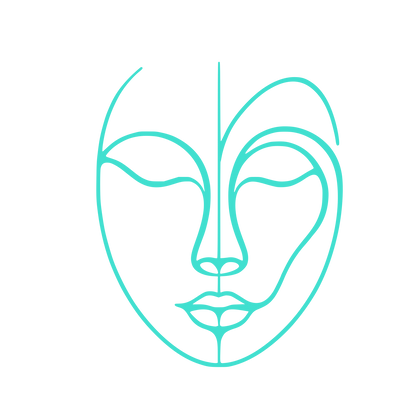 Line Human Face Design #40E0D0
