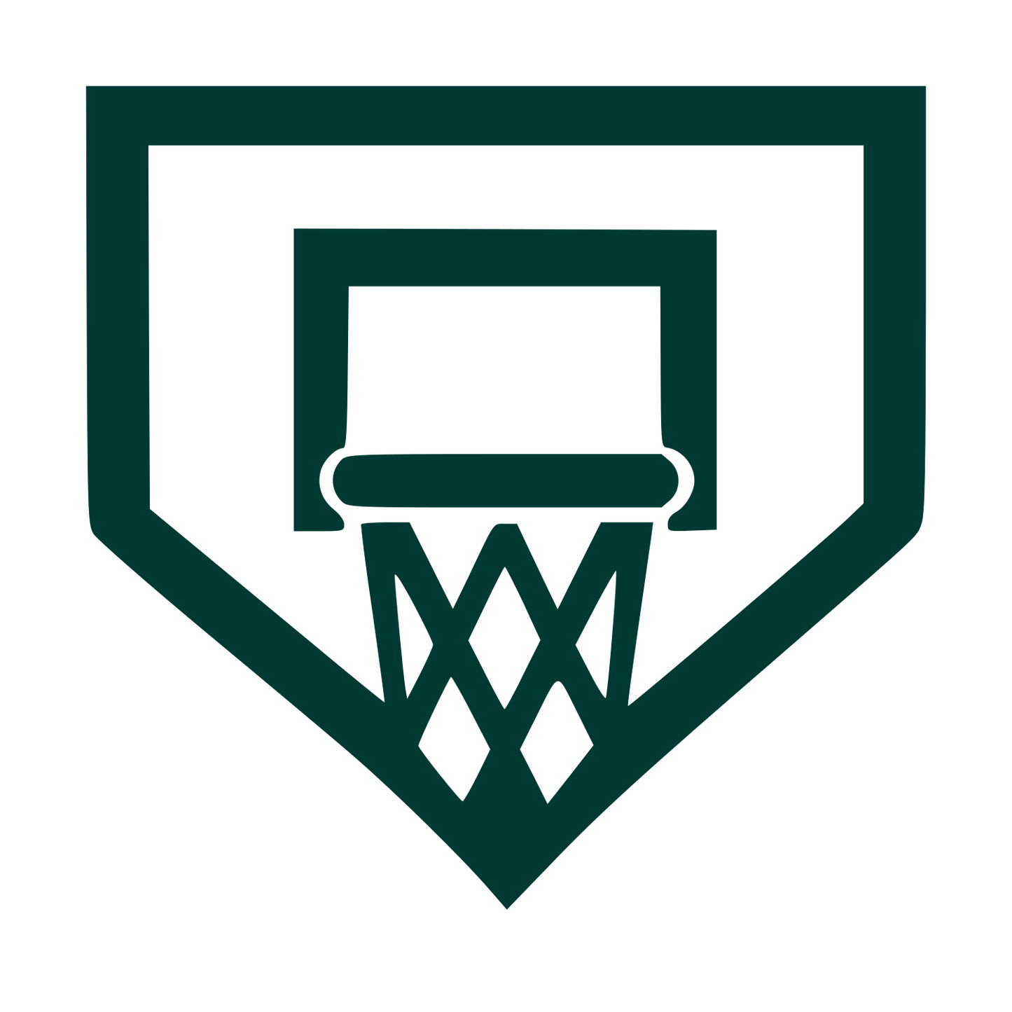 Basketball Hoop Shield Logo #003932