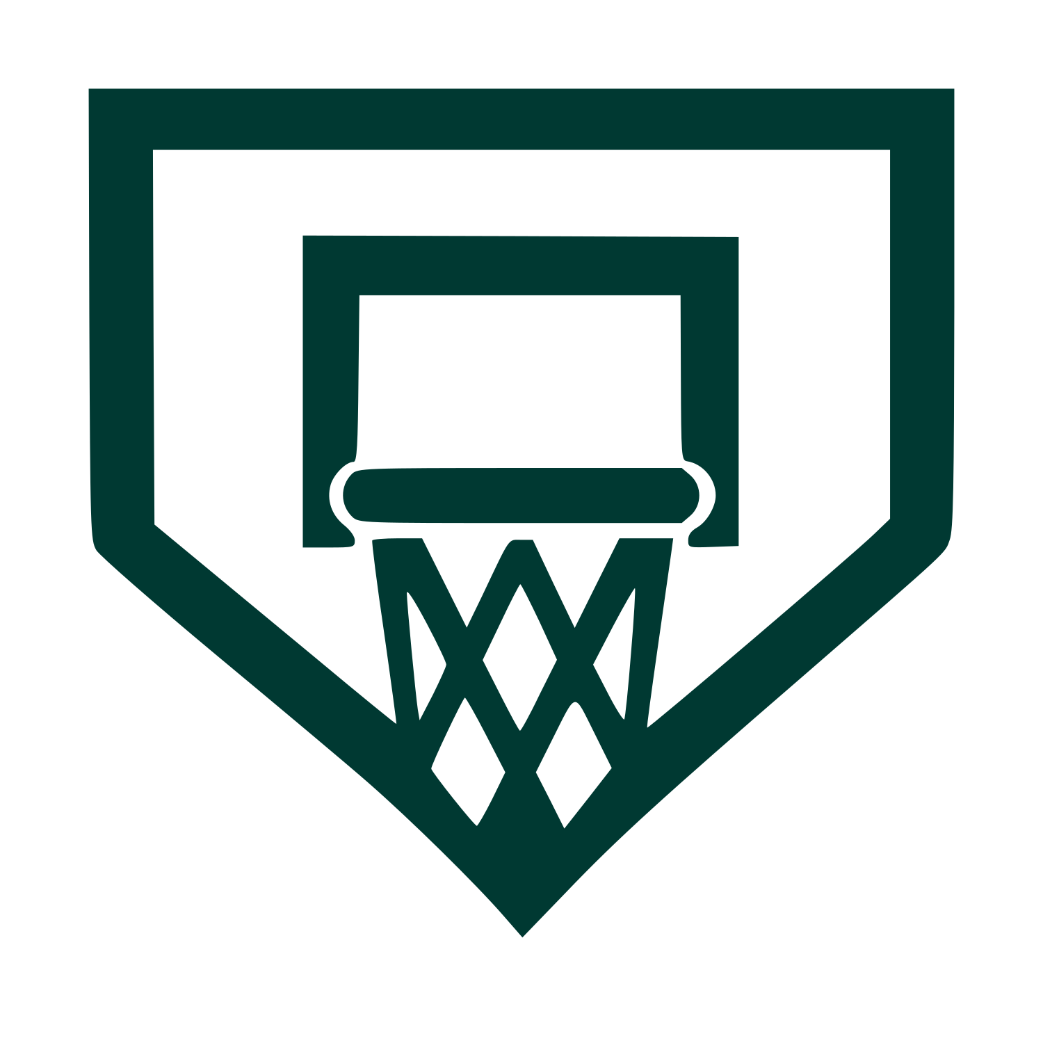 Basketball Hoop Shield Logo #003932