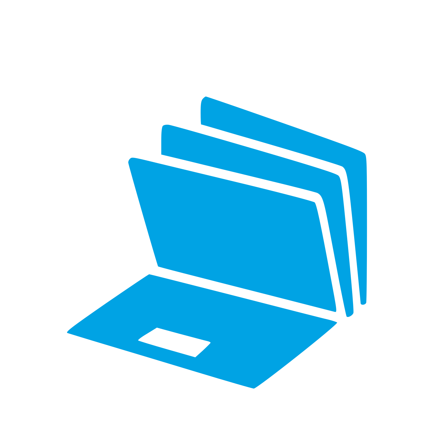 Laptop with Folders Logo #00a3e4