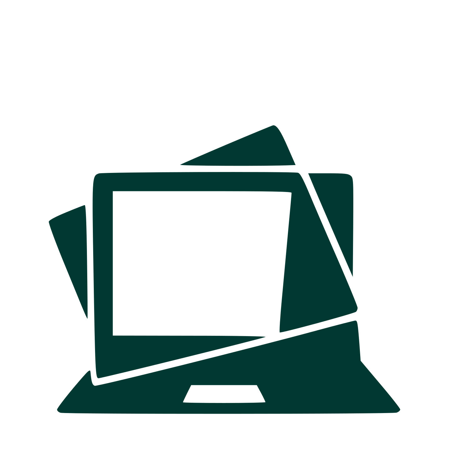 Layered Overlap Laptop Logo #003932