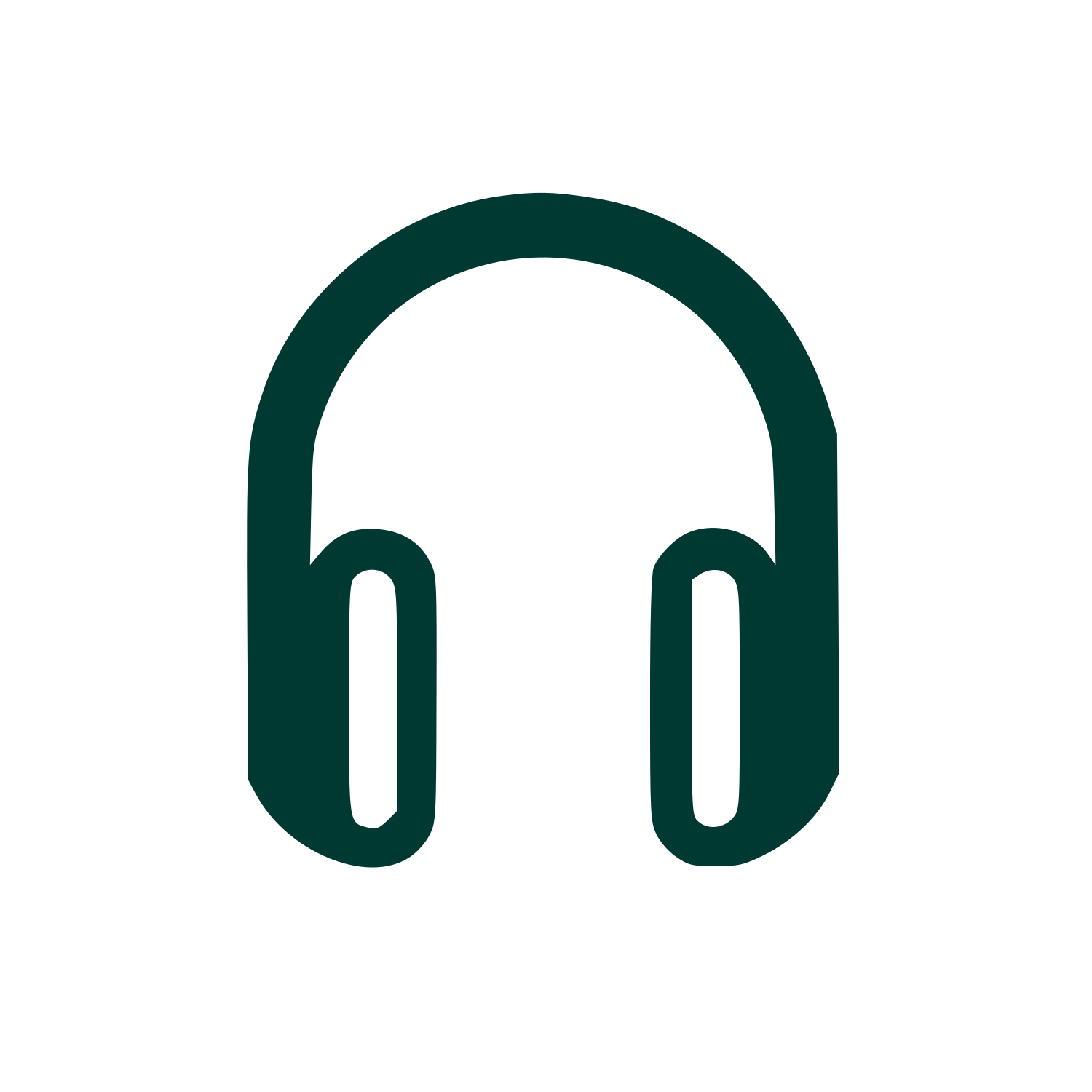 Headphones Monoline Logo #003932