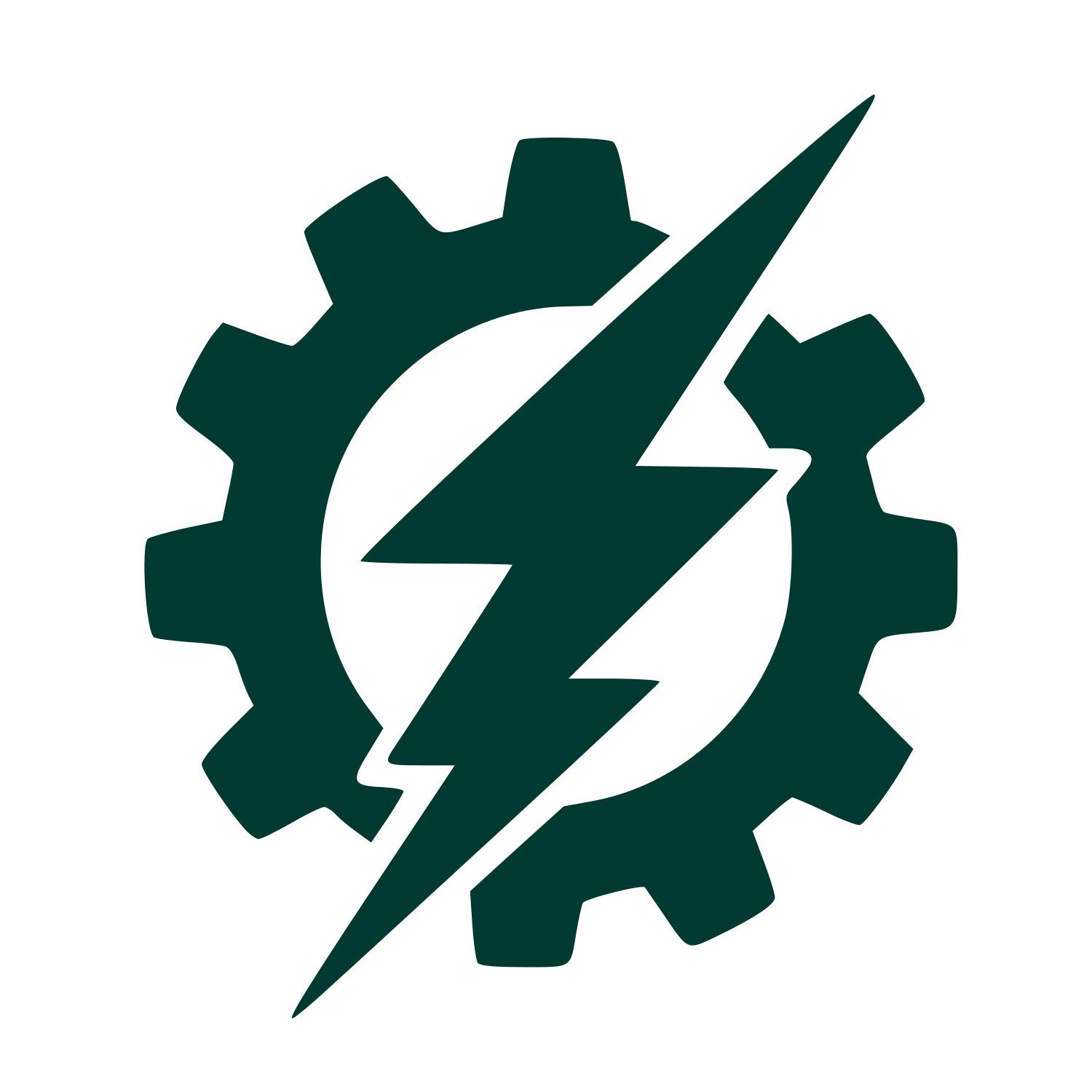 Lightning Bolt Gear Logo #003932