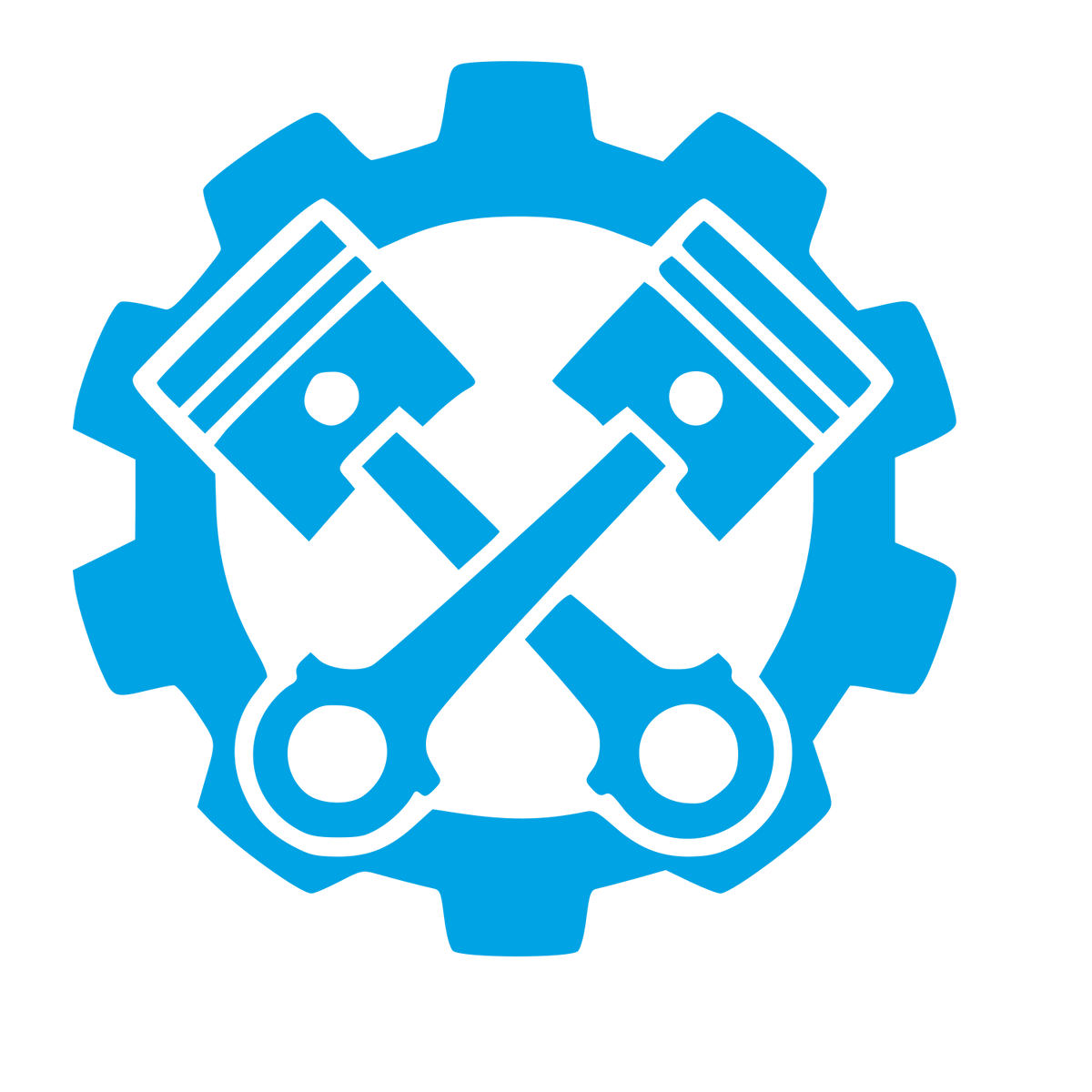Crossed Pistons Gear Logo #00a3e4