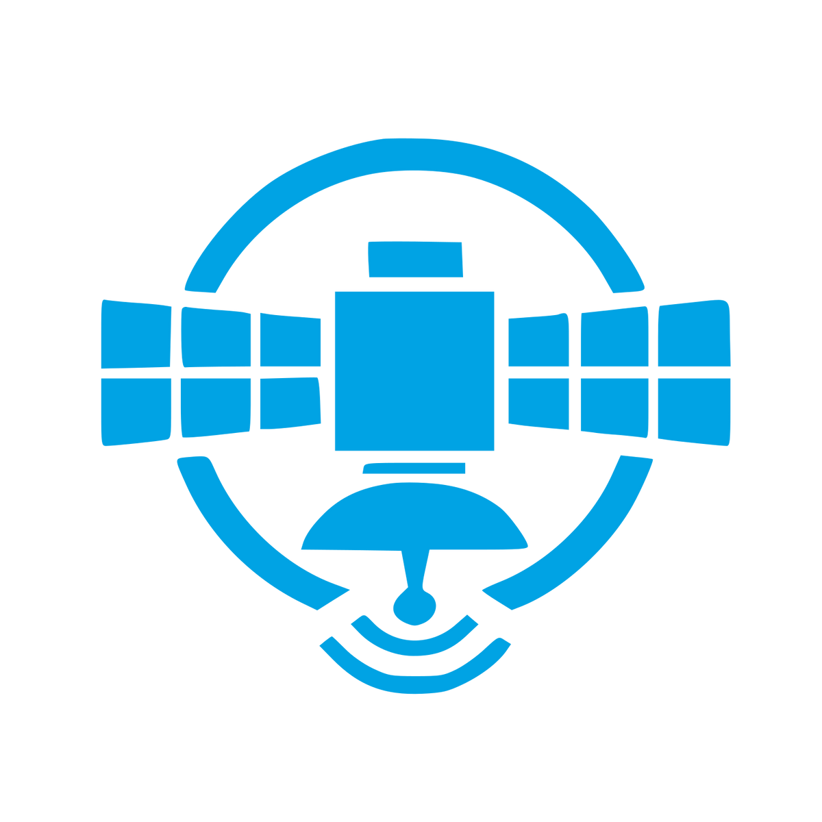 Bold Geometric Satellite Logo #00a3e4