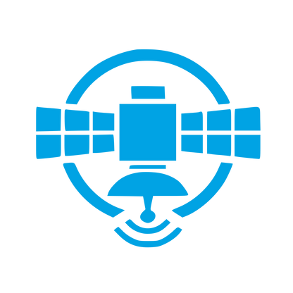 Bold Geometric Satellite Logo #00a3e4