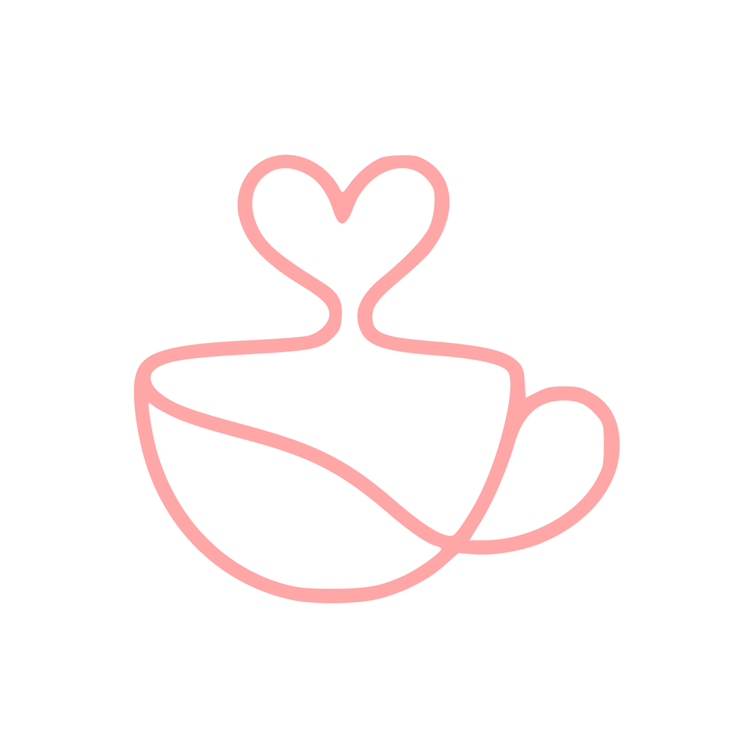 Monoline Coffee Cup Heart Logo #ffa6a6