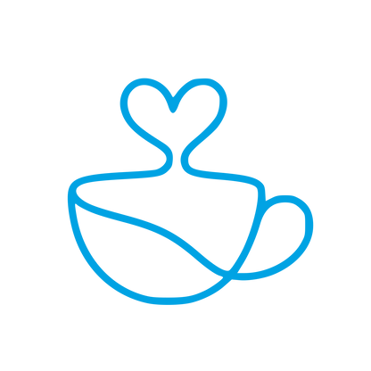 Monoline Coffee Cup Heart Logo #00a3e4