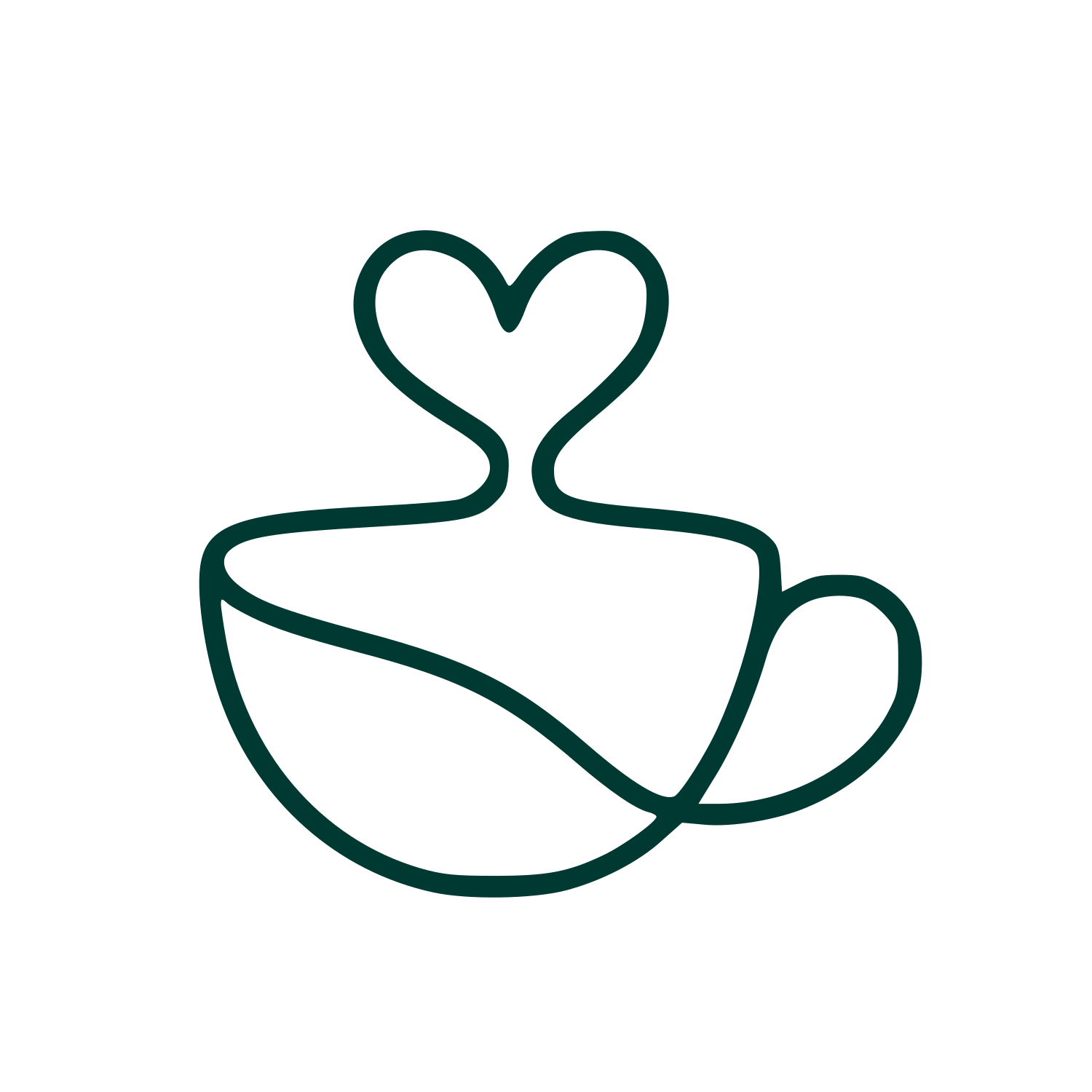 Monoline Coffee Cup Heart Logo #003932