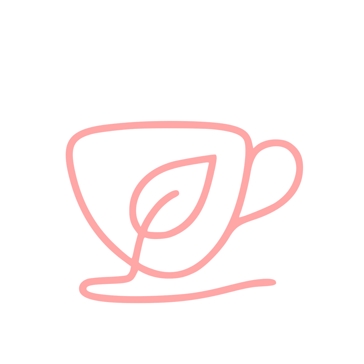 Monoline Tea Cup Leaf Logo #ffa6a6
