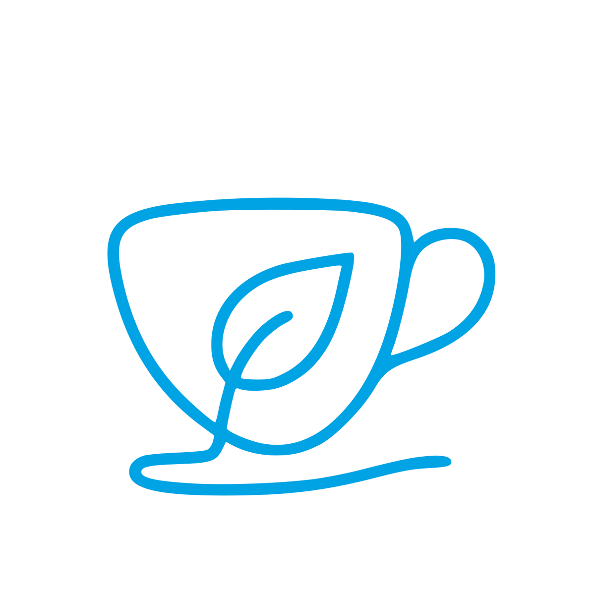 Monoline Tea Cup Leaf Logo #00a3e4