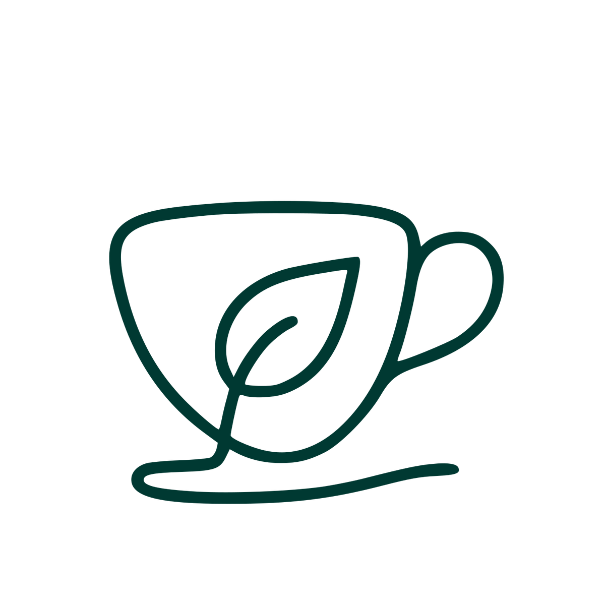 Monoline Tea Cup Leaf Logo #003932